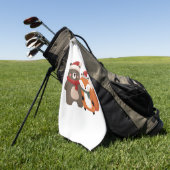 Kerst/Winter Schattige Beer & Fox Golfhanddoek (Groen)
