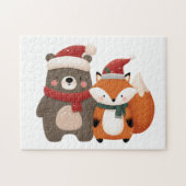 Kerst/Winter Schattige Beer & Fox Legpuzzel (Horizontaal)