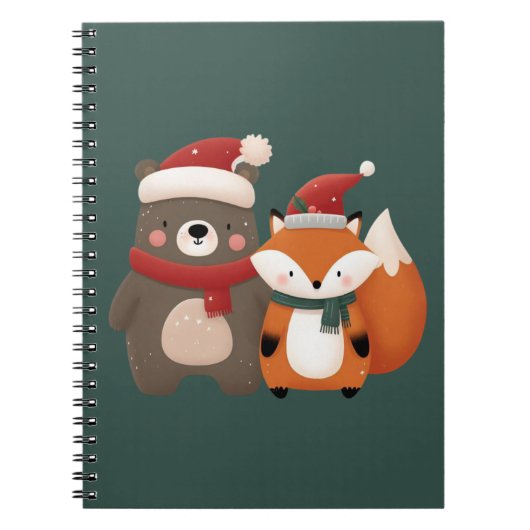 Kerst/Winter Schattige Beer & Fox Notitieboek (Voorkant)