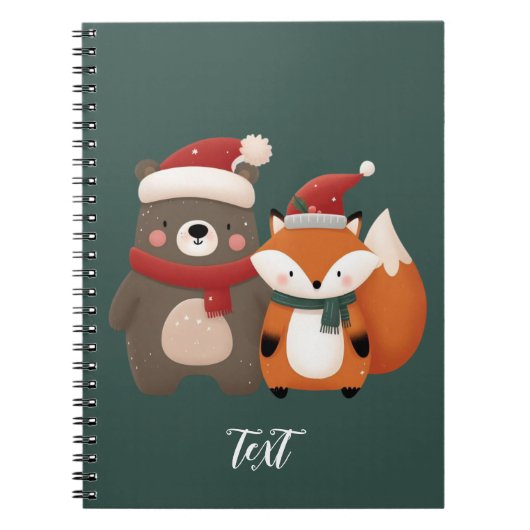 Kerst/Winter Schattige Beer & Fox Notitieboek (Voorkant)