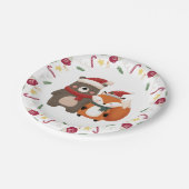 Kerst/Winter Schattige Beer & Fox Papieren Bordje (Gekanteld)