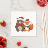 Kerst/Winter Schattige Beer & Fox Servet (Insitu)