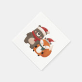 Kerst/Winter Schattige Beer & Fox Servet (Hoek)