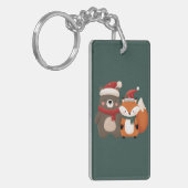 Kerst/Winter Schattige Beer & Fox Sleutelhanger (Voorkant Links)