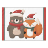 Kerst/Winter Schattige Beer & Fox Tafelkleed (Voorkant (Horizontaal))