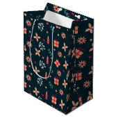 Kerst Winter Sfeer Cadeaus Patroon  Medium Cadeauzakje (Voorkant Gekanteld)