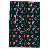 Kerst Winter Sfeer Cadeaus Patroon  Medium Cadeauzakje (Achterkant)