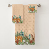 Kerst Winter Sinaasappel Pijnboom Aquarel Bad Handdoek (Insitu)