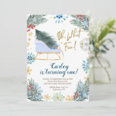 Kerst Winter Sleigh Oh Wat Leuk Jongen Kaart (Staand voorkant)