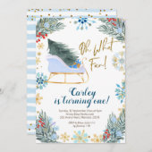 Kerst Winter Sleigh Oh Wat Leuk Jongen Kaart (Voorkant / Achterkant)