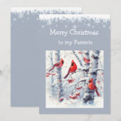 Kerst Winter Sneeuw Bomen Kardinaal Ouders Feestdagenkaart (Voorkant / Achterkant)