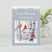 Kerst Winter Sneeuw Bomen Kardinaal Ouders Feestdagenkaart (Staand voorkant)