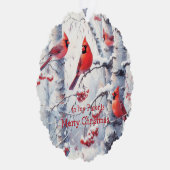 Kerst Winter Sneeuw Bomen Kardinaal Ouders Ornament Kaart (Rechts)