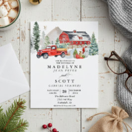 Kerst Winter Sneeuw Schuur Landelijke Trouwfolder Flyer