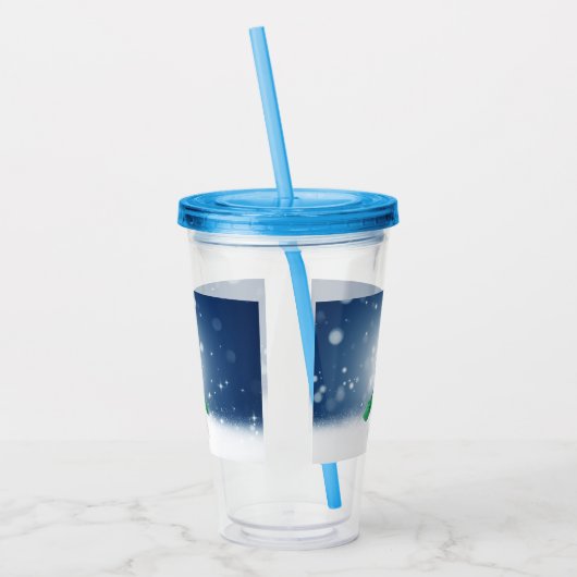 Kerst winter sneeuwpop SlipperyJoe groene sjaal Acryl Drinkbeker (Links)