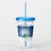Kerst winter sneeuwpop SlipperyJoe groene sjaal Acryl Drinkbeker (Voorkant)