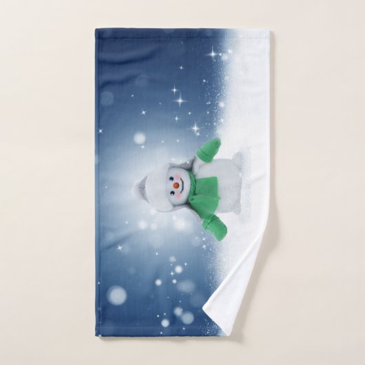 Kerst winter sneeuwpop SlipperyJoe groene sjaal Bad Handdoek (Handdoek)