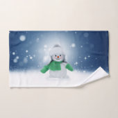 Kerst winter sneeuwpop SlipperyJoe groene sjaal Bad Handdoek (Handdoek)