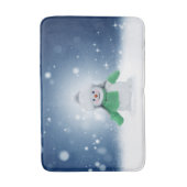 Kerst winter sneeuwpop SlipperyJoe groene sjaal Badmat (Voorkant Verticaal)