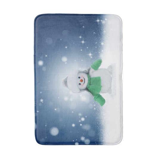 Kerst winter sneeuwpop SlipperyJoe groene sjaal Badmat (Voorkant Verticaal)