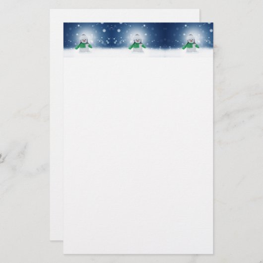 Kerst winter sneeuwpop SlipperyJoe groene sjaal Briefpapier (Voorkant / Achterkant)