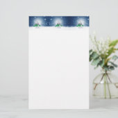 Kerst winter sneeuwpop SlipperyJoe groene sjaal Briefpapier (Staand voorkant)