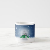 Kerst winter sneeuwpop SlipperyJoe groene sjaal Espresso Kop (Voorkant)