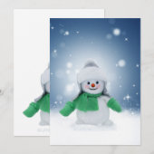 Kerst winter sneeuwpop SlipperyJoe groene sjaal Feestdagenkaart (Voorkant / Achterkant)