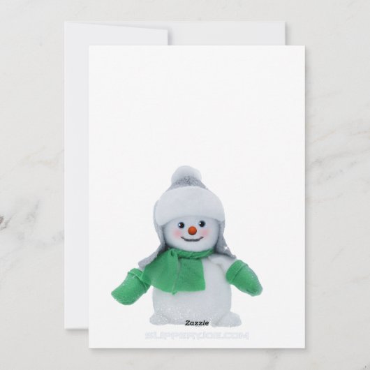 Kerst winter sneeuwpop SlipperyJoe groene sjaal Feestdagenkaart (Achterkant)