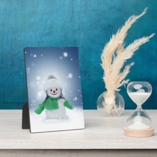 Kerst winter sneeuwpop SlipperyJoe groene sjaal Fotoplaat (Zijkant)