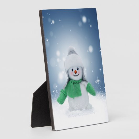 Kerst winter sneeuwpop SlipperyJoe groene sjaal Fotoplaat (Zijkant)