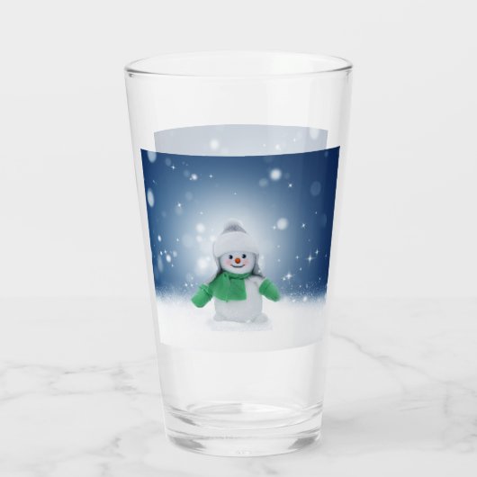 Kerst winter sneeuwpop SlipperyJoe groene sjaal Glas (Achterkant)