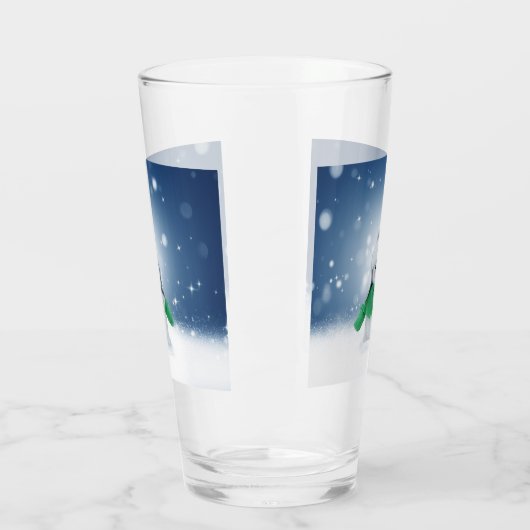 Kerst winter sneeuwpop SlipperyJoe groene sjaal Glas (Links)