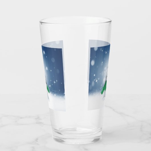 Kerst winter sneeuwpop SlipperyJoe groene sjaal Glas (Rechts)