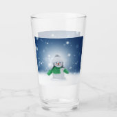 Kerst winter sneeuwpop SlipperyJoe groene sjaal Glas (Voorkant)