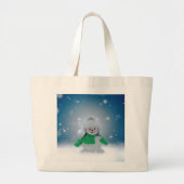 Kerst winter sneeuwpop SlipperyJoe groene sjaal Grote Tote Bag (Voorkant)