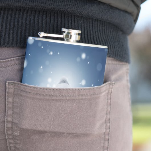 Kerst winter sneeuwpop SlipperyJoe groene sjaal Heupfles (Voorbeeld)