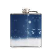 Kerst winter sneeuwpop SlipperyJoe groene sjaal Heupfles (Achterkant)