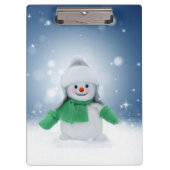 Kerst winter sneeuwpop SlipperyJoe groene sjaal Klembord (Voorkant)