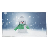 Kerst winter sneeuwpop SlipperyJoe groene sjaal Kussensloop (Achterkant)