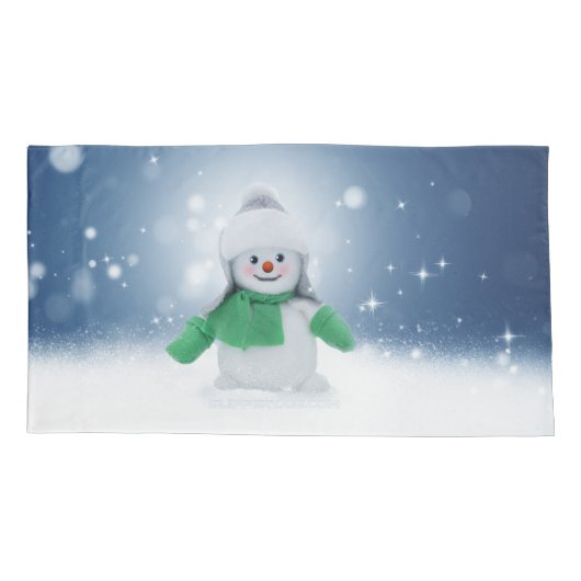 Kerst winter sneeuwpop SlipperyJoe groene sjaal Kussensloop (Achterkant)