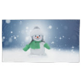 Kerst winter sneeuwpop SlipperyJoe groene sjaal Kussensloop (Voorkant)