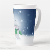 Kerst winter sneeuwpop SlipperyJoe groene sjaal Latte Mok (Rechterhoek)