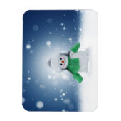Kerst winter sneeuwpop SlipperyJoe groene sjaal Magneet (Verticaal)