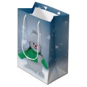 Kerst winter sneeuwpop SlipperyJoe groene sjaal Medium Cadeauzakje (Voorkant Gekanteld)