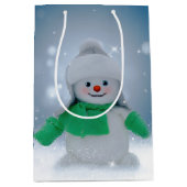 Kerst winter sneeuwpop SlipperyJoe groene sjaal Medium Cadeauzakje (Voorkant)