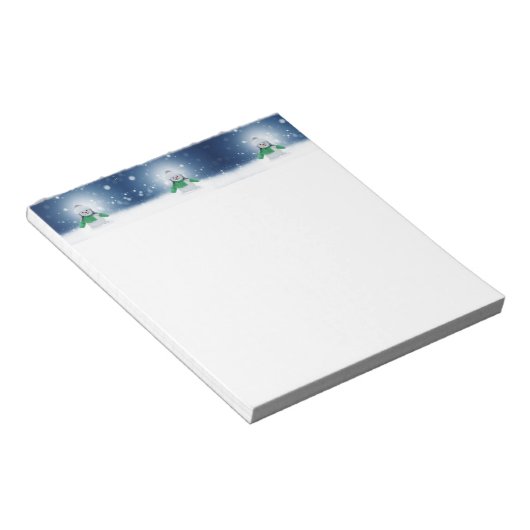 Kerst winter sneeuwpop SlipperyJoe groene sjaal Notitieblok (Schuin)