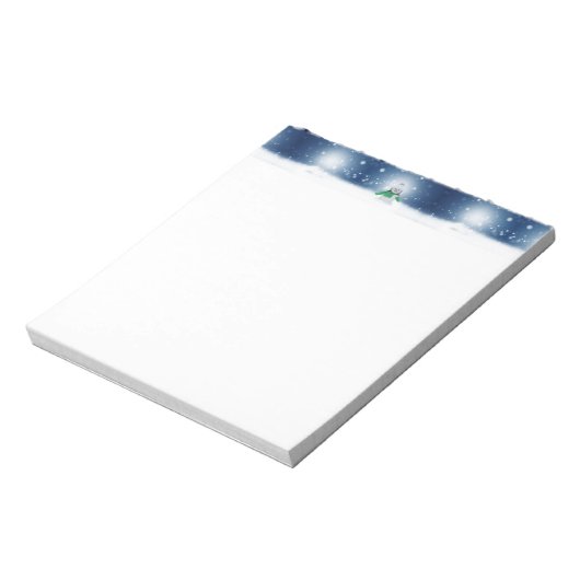 Kerst winter sneeuwpop SlipperyJoe groene sjaal Notitieblok (Linkerzijde)