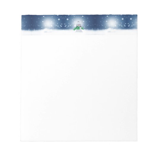 Kerst winter sneeuwpop SlipperyJoe groene sjaal Notitieblok (Voorkant)