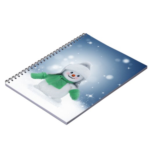 Kerst winter sneeuwpop SlipperyJoe groene sjaal Notitieboek (Linkerzijde)